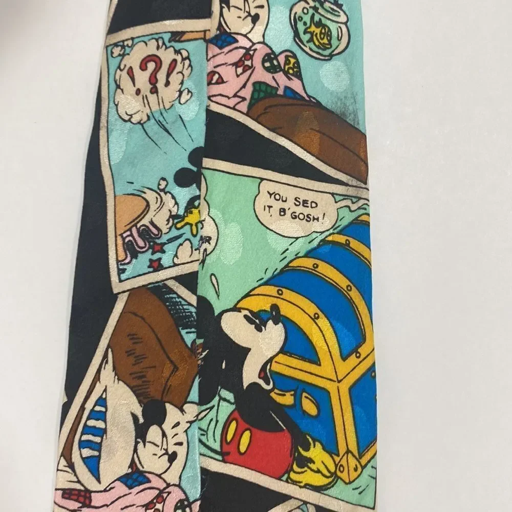 Mickey Inc Disney Donald Duck Comic Book Silk Black Multi Neck Tie